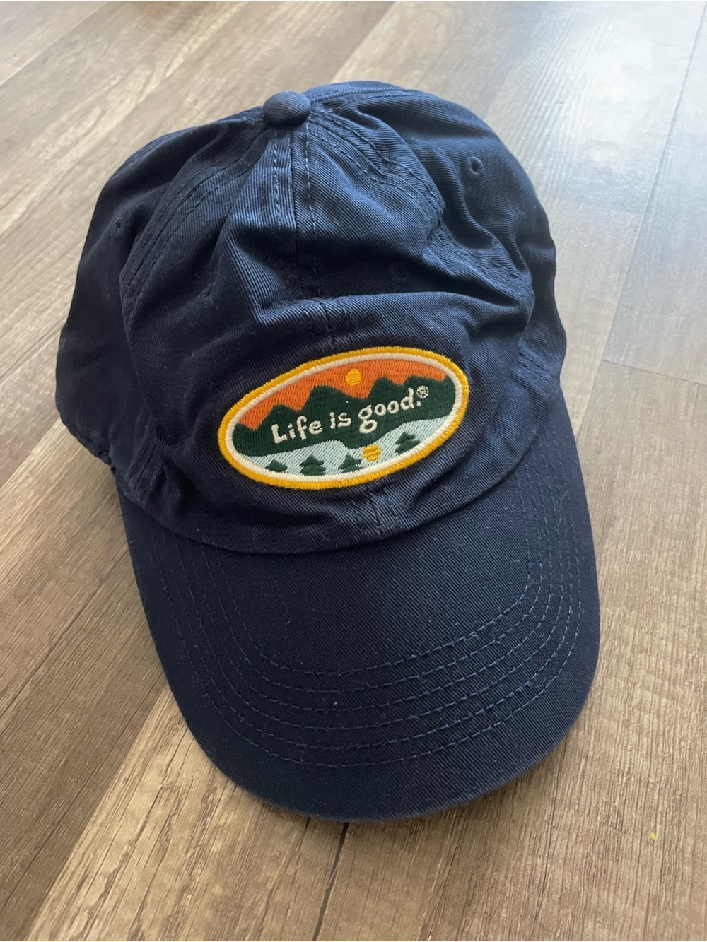 Life Is Good Dark Navy Cap with Embroidered Patch